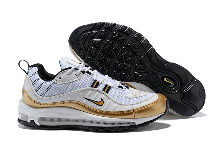 New Nike Air Max 98 White Gold Shoes